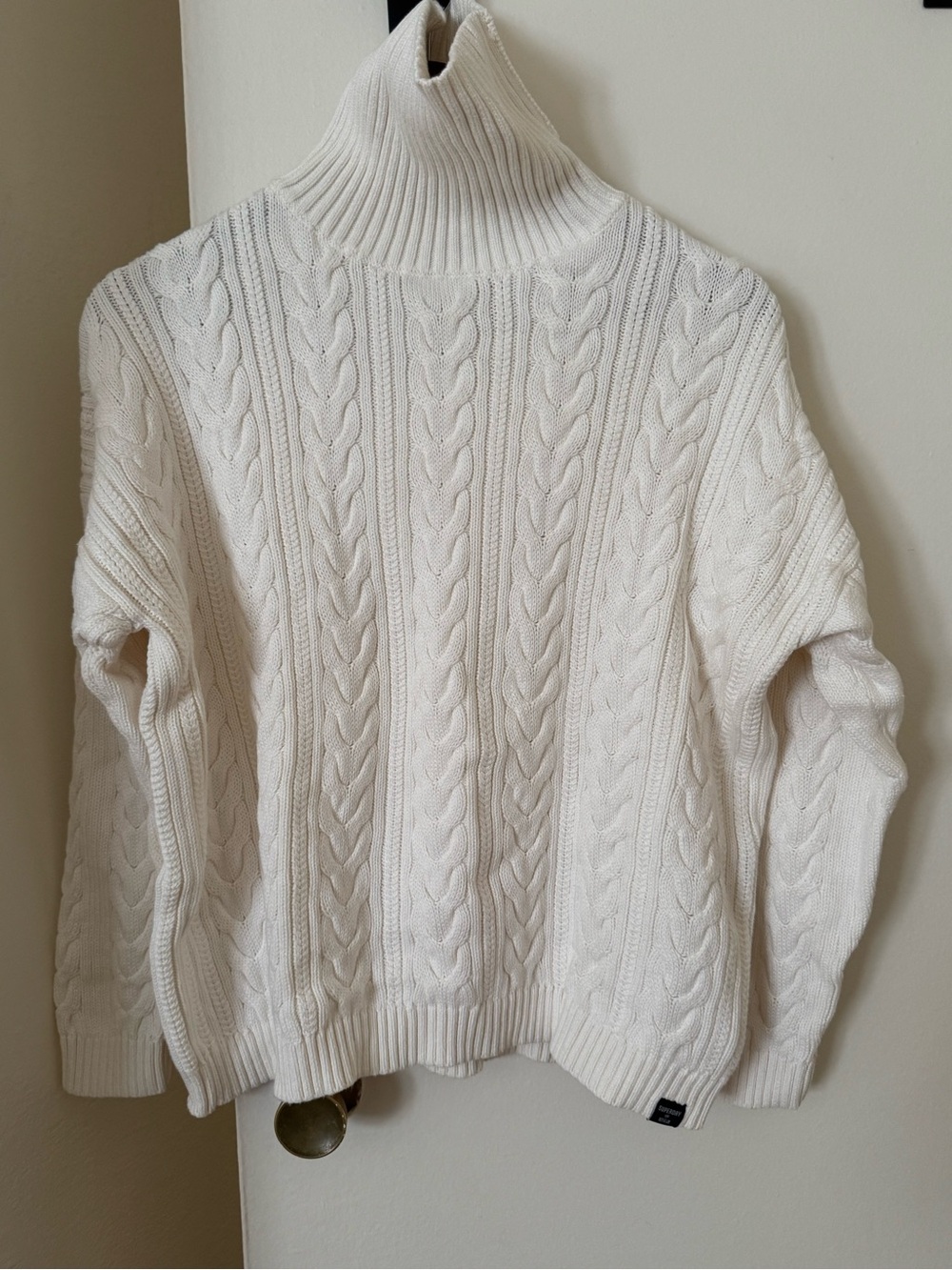 Superdry Cream Cable Turtleneck Sweater